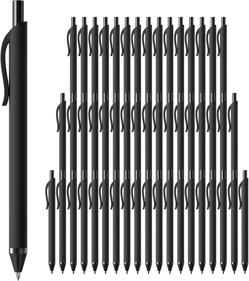 InkSlick 50 Pack Black Ink Pens - Bulk Pens, 1.0MM Medium Point Ballpoint Pens, Smooth Writing No Bleed Retractable Ball Point Pen (Black) - Image 1